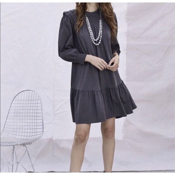 Matilda Jane Good Hart Navy Smocked & Eyelet Dress sz M EUC - Picture 1 of 7